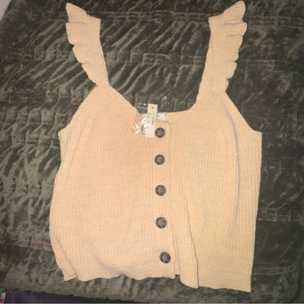 Madewell Ruffle-Strap Button-Front Sweater Tank NWT - Picture 4 of 8